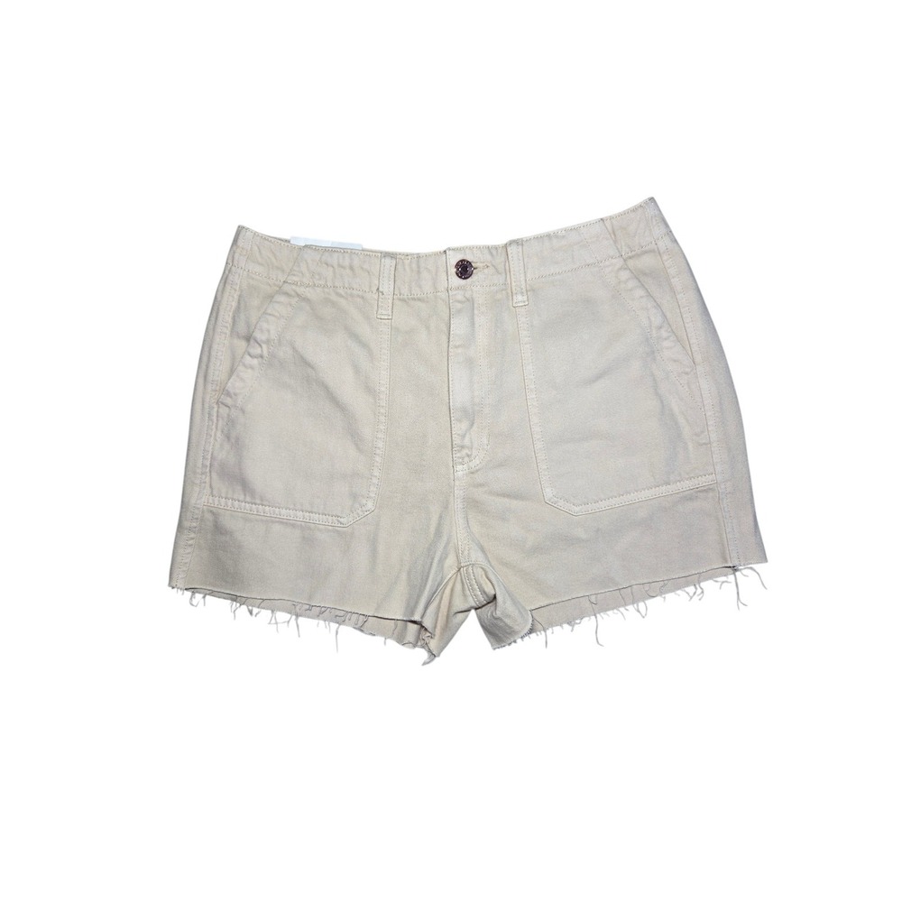 Sneak Peak Utility Denim Light Peachy Beige Cut-Off Shorts Flap Pockets M NWT